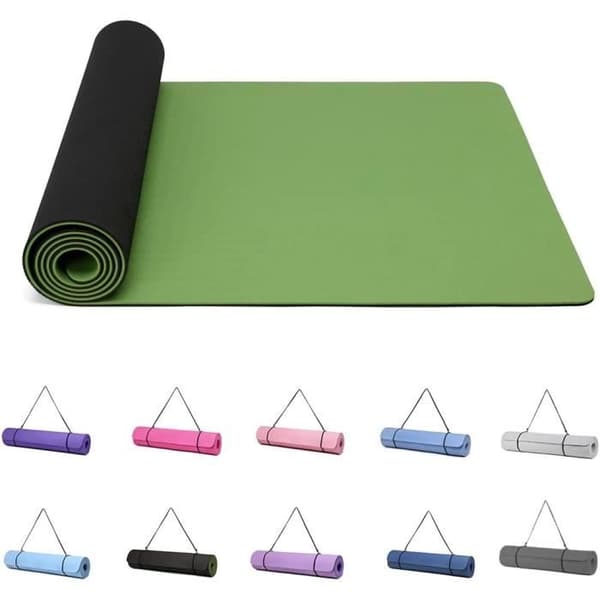 God Natt Yogamatta halkskydd TPE Tjock 6mm med Bärväska Träningsmatta, 183 x 61 x 0,6 cm, Grön