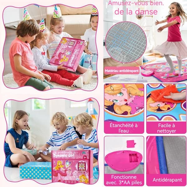 INN dansmatta 90x90 cm för flickor 3-12 år musikalisk dansmatta för tjejer 7 danslägen Presenter för tjejer Dansmatta