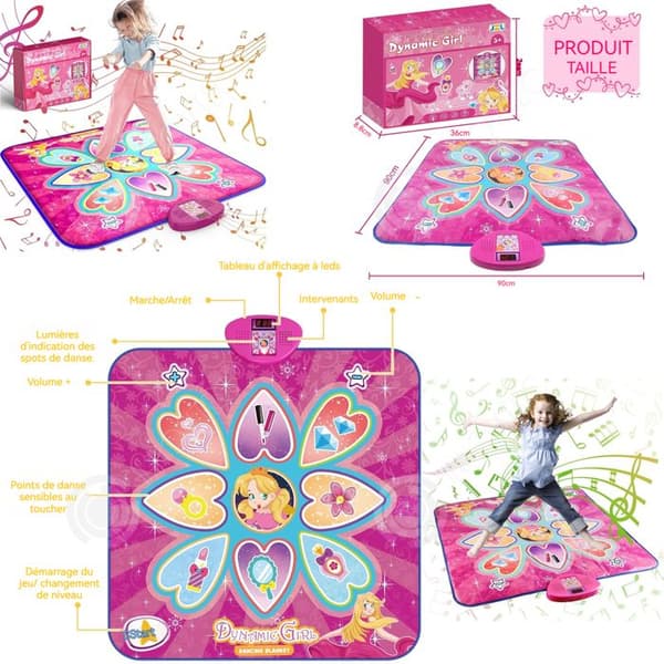 INN dansmatta 90x90 cm för flickor 3-12 år musikalisk dansmatta för tjejer 7 danslägen Presenter för tjejer Dansmatta