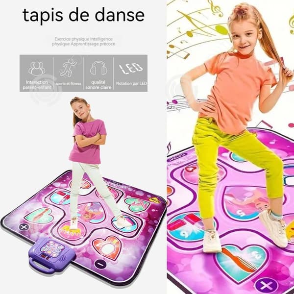 Dansmatta för tjejer 3-14 år, pekmatta med LED-skärm, musikdansmatta, julklapp