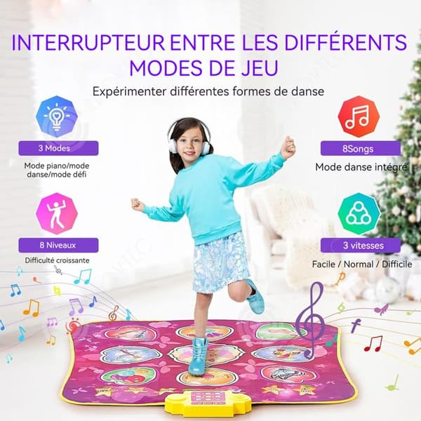INN Dansmatta 93x88x4cm interaktiva barn för tjejer 3-12 år 9 LED-ljus pilar musik dansunderlägg presenter för tjejer