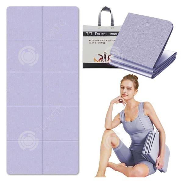 INN hopfällbar yogamatta FitnessMatta 183x61 cm Reseyogamatta Halkfri och tjock Pilates Sports Gymnastikmatta Viole