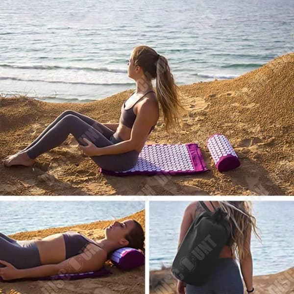 TD®-matta med svart akupunkturmassagekudde Yogamatta Akupunkturmassagematta, kan lindra ryggsmärtor