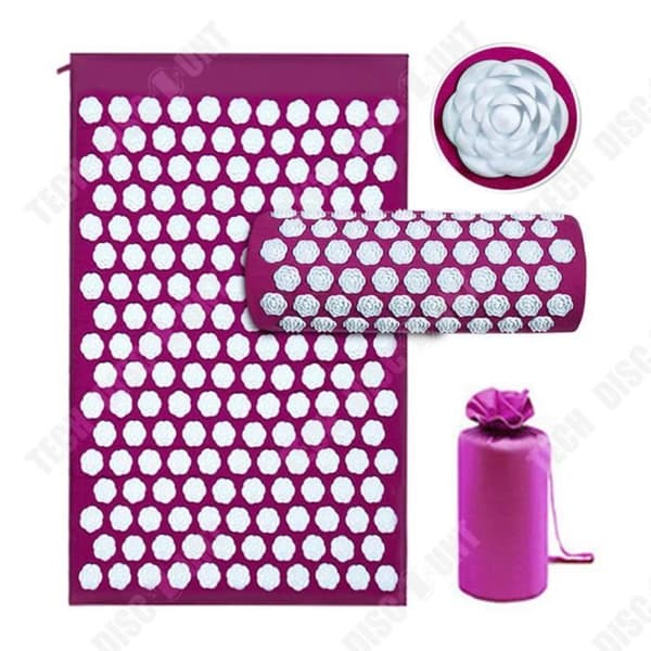 TD®-matta med svart akupunkturmassagekudde Yogamatta Akupunkturmassagematta, kan lindra ryggsmärtor