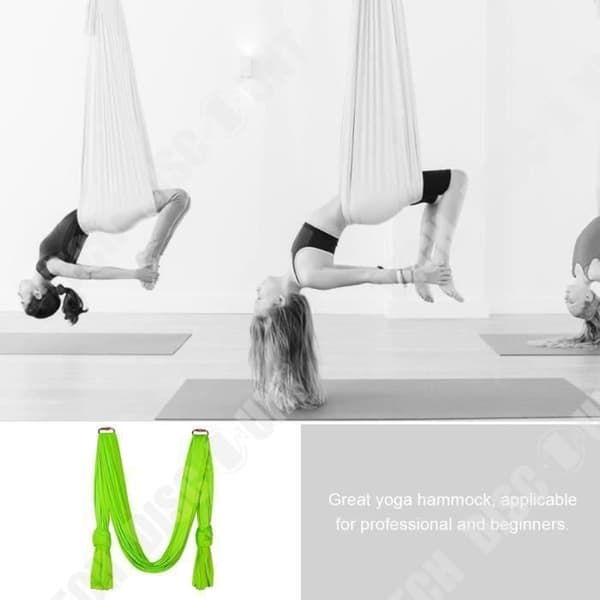 TD® Yoga Hängmatta 2,8 m Slitstark Elastisk Aerial Yoga Hängmatta Swing Fitness Träningstillbehör, Grön