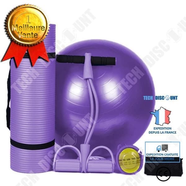 Yogamatta - TD® - 183x61cm - 10mm tjocklek - Halkfri - Lila