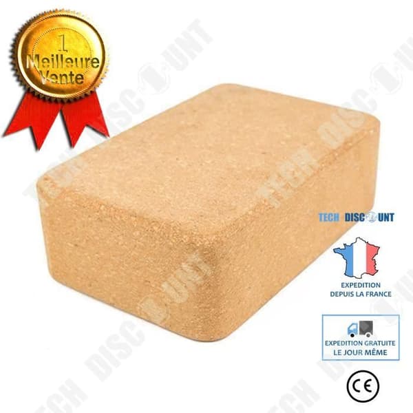 TD® Cork Brick Yoga Block - naturligt, miljövänligt, giftfritt - bästa yogatillbehören, extra träningsverktyg för