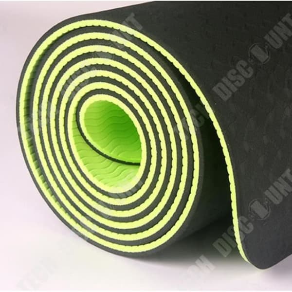 6mm Two-Tone Non-Slip TPE Yogamatta - TEKNISK RABATT - 183x61cm - Grön - Fitness - Barfota