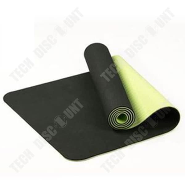 6mm TPE tvåfärgad halkfri yogamatta - TEKNISK RABATT - 183x61cm - Grön - Barfota - Fitness