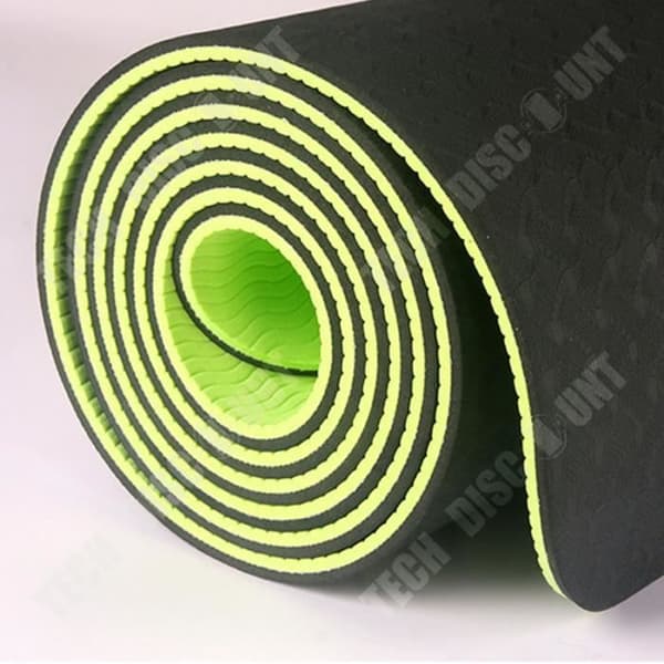 Tvåfärgad halkfri yogamatta 6 mm - TEKNISK RABATT - 183x61cm - Barfota - Svart