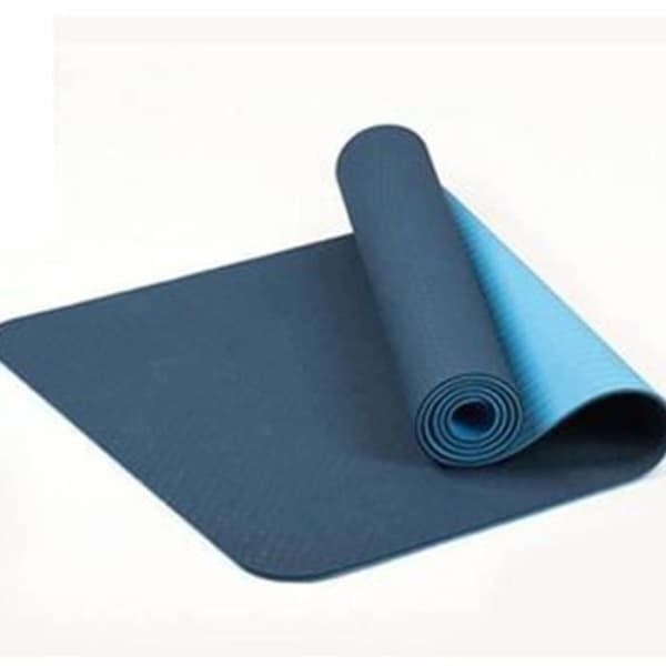TD® 6mm Tvåfärgad Tpe Halkfri Yogamatta Sportmatta Smaklös Hem Fitness Gymmatta 183X61Cm Bl