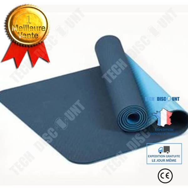 TD® 6mm Tvåfärgad Tpe Halkfri Yogamatta Sportmatta Smaklös Hem Fitness Gymmatta 183X61Cm Bl