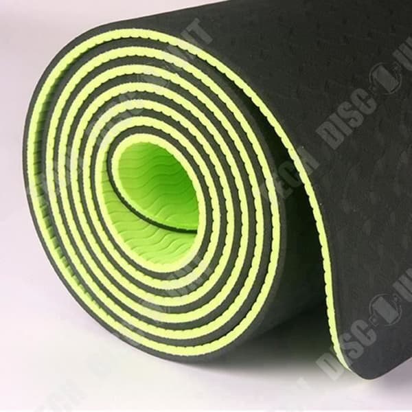 6 mm tvåfärgad TPE halkfri yogamatta - TD - 183 cm - grön - barfota - fitness