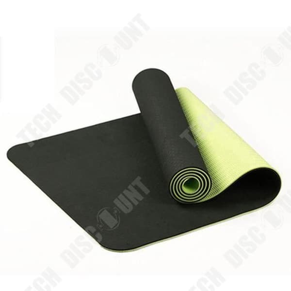6 mm tvåfärgad TPE halkfri yogamatta - TD - 183 cm - grön - barfota - fitness