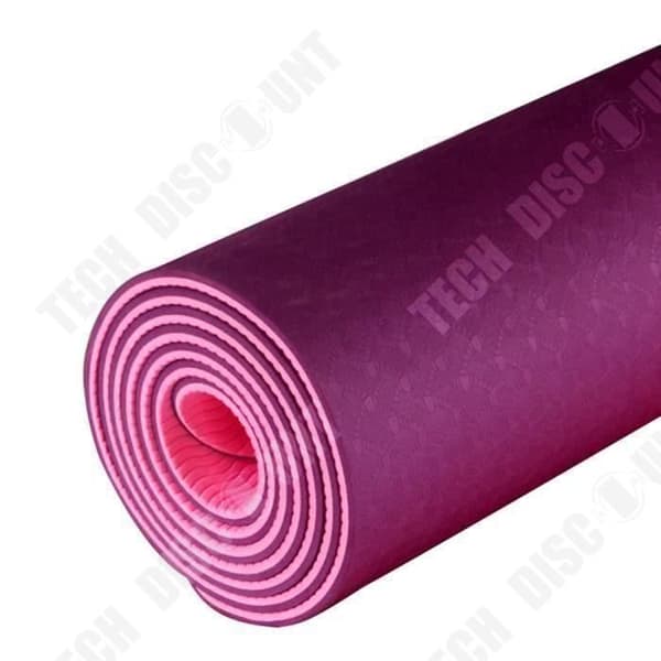 6mm TPE tvåfärgad halkfri yogamatta - TEKNISK RABATT - 183x61cm - Lila - Barfota - Fitness