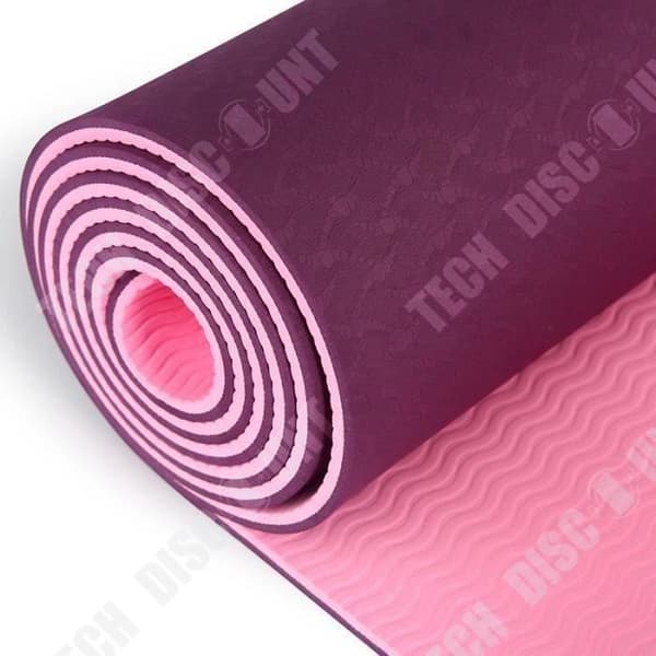 6mm TPE tvåfärgad halkfri yogamatta - TEKNISK RABATT - 183x61cm - Lila - Barfota - Fitness