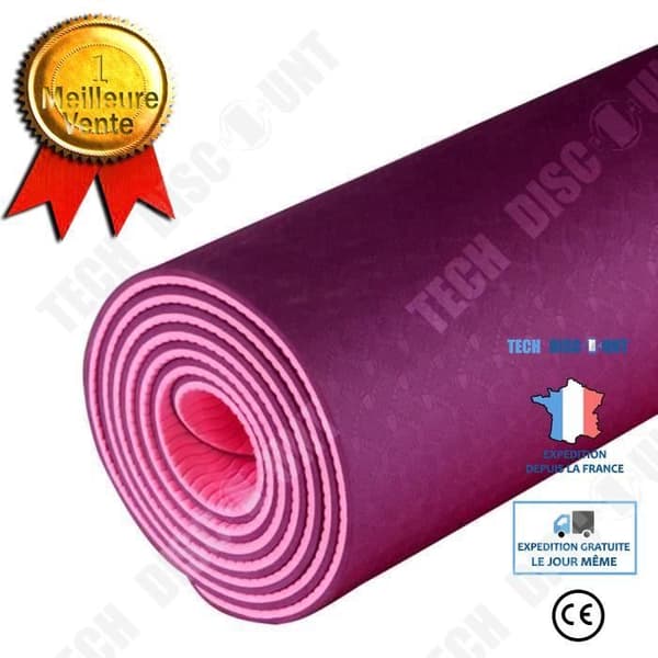 6mm TPE tvåfärgad halkfri yogamatta - TEKNISK RABATT - 183x61cm - Lila - Barfota - Fitness