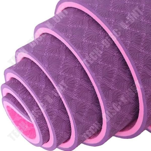 Klassisk yogamatta - TECH RABATT - Yoga Mat Pro TPE Eco Friendly Non-Slip - Lila - 6 mm - 183 cm