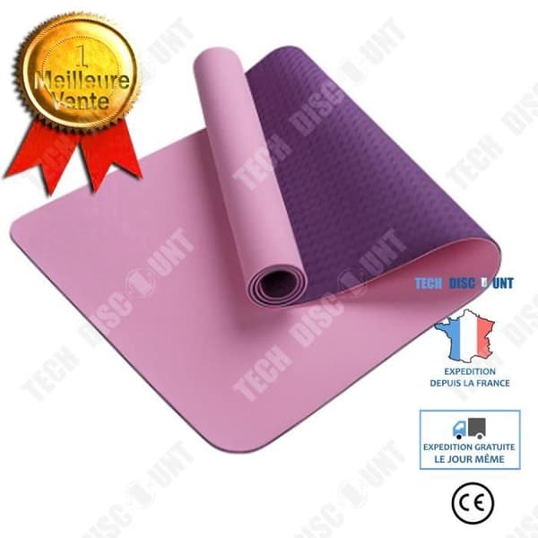 TD® 6mm Tvåfärgad halkfri yogamatta Sportmatta Smaklös Hem Fitness Gymnastikmatta 183X61Cm Lila