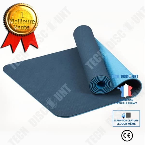 Yogamatta - Teknisk rabatt - 183x61cm - Halkfri - TPE - 6 mm tjock