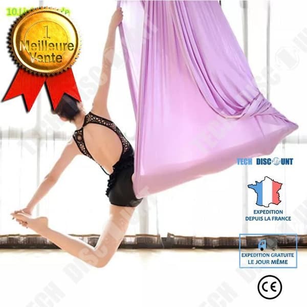 TD® Fitness Accessoarer - Bodybuilding, FITNESS anterior 7 meter Yogahängmatta tyg Anti gravity Yogatillbehör - Typ Ljuslila