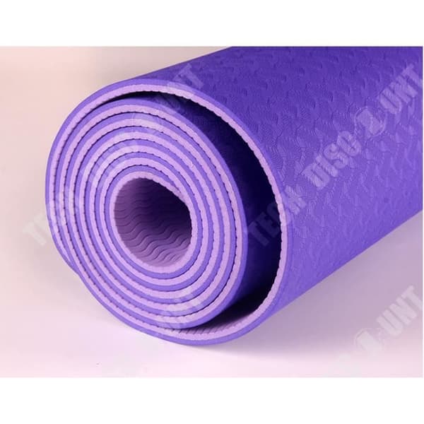 TD Halkfri tvåfärgad 6 mm TPE yogamatta för fitness och gymnastik hemma - lila 183x61cm