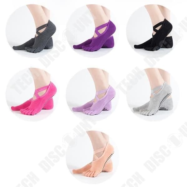 TD® Fitness Accessories - Bodybuilding, fingerstrumpor Halkfria yogastrumpor - mörklila typ