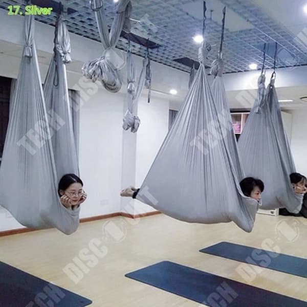 TD® Fitness Tillbehör - Bodybuilding,4*2,8M Yoga Hängmatta Enfärgad Anti Gravity Yoga Aerial Swing Air Yoga - Silver Typ