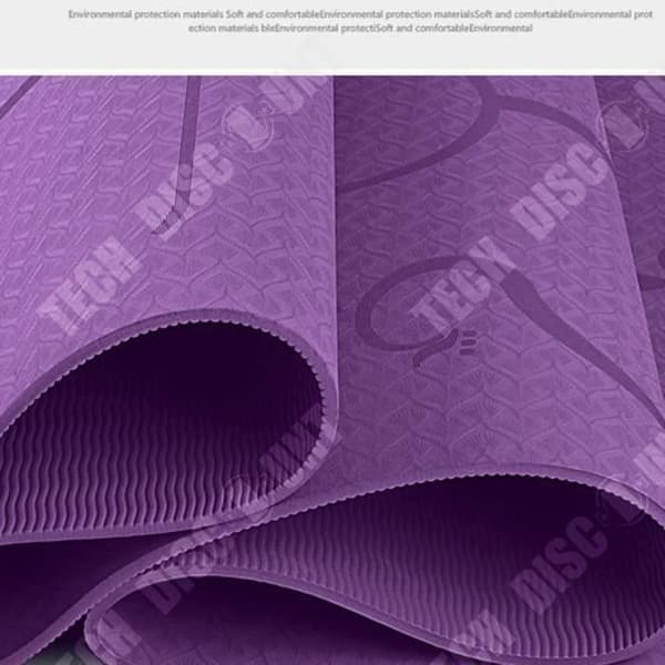 TECH RABATT Yogamatta - Barfota - Lila - 183cm x 61cm x 6mm - Halkfri