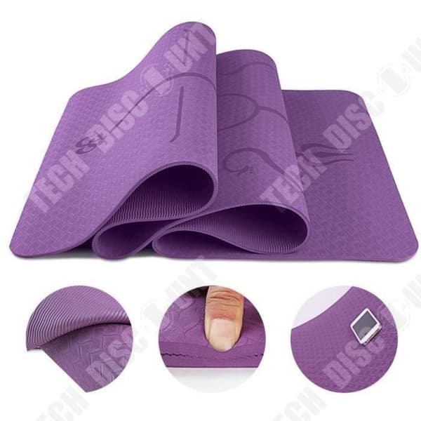 TECH RABATT Yogamatta - Barfota - Lila - 183cm x 61cm x 6mm - Halkfri