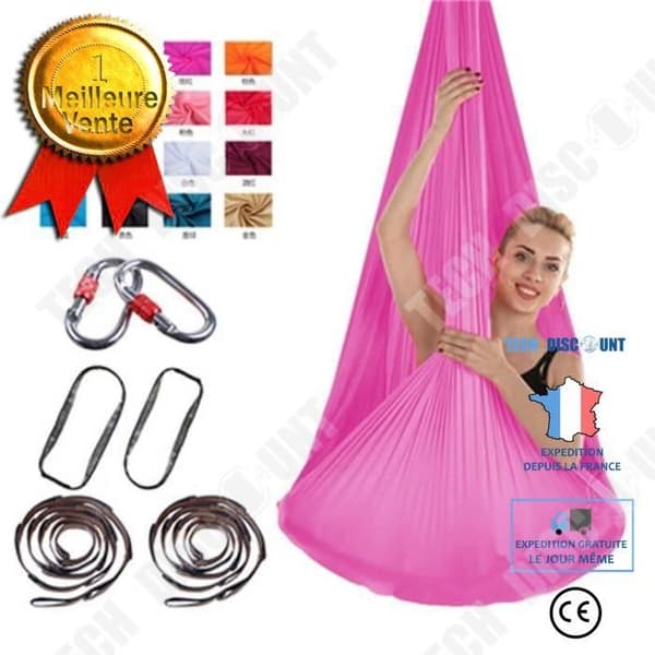 TD® Fitness Accessories - Bodybuilding, 4 m bred expanderbar Aerial Yoga Hängmatta inomhus Anti Silk - Röd typ