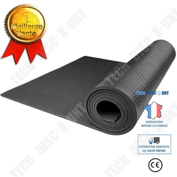 TECH DISCOUNT yogamatta - 4MM tjock EVA - halkfri - svart