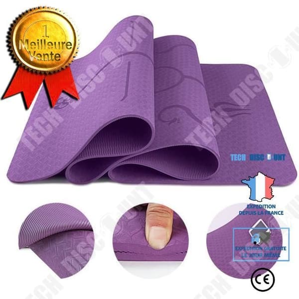Fitnessgolvmatta - TEKNISK RABATT - TD® - Barfota - Lila - 183cm x 61cm x 6mm