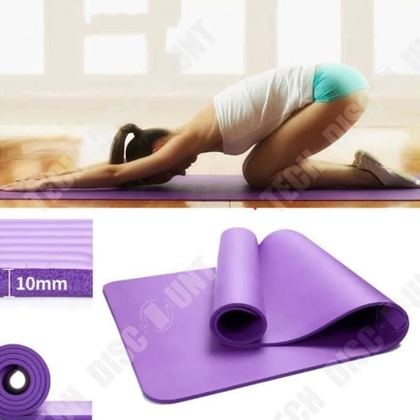 Stor TECH RABATT yogamatta - 185*80cm - Lila - Tjocklek 10mm - Barfota