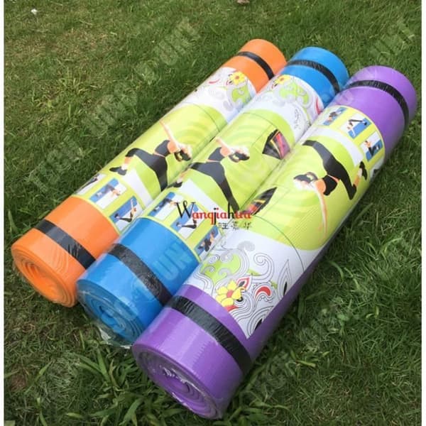 6mm Tvåfärgad TPE Non-Slip Yogamatta - TEKNISK RABATT - 183x61cm - Blå - Fitness och Yoga
