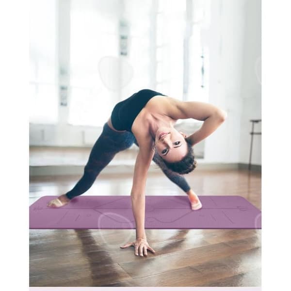 CONFOZEN Halkfri yogamatta - 6 mm tjocklek - kroppsinriktningsmarkörer - svart