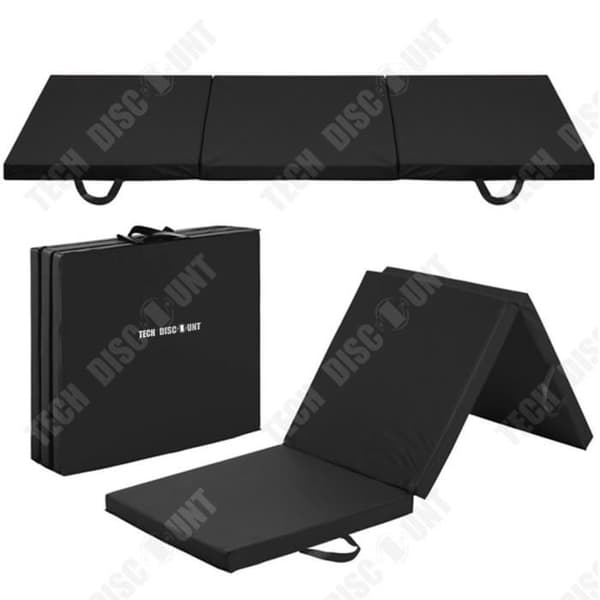Vikbar gymnastikmatta 180 cm - TEKNISK RABATT - Barfota - Svart - Yoga Fitness Träning