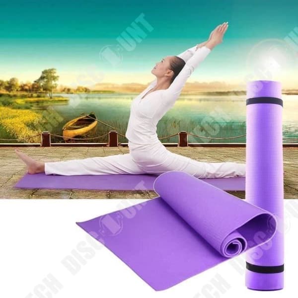 TEKNISK RABATT Halkfri yogamatta - 6 mm tjocklek - lila - 180cmX60cmX0,6