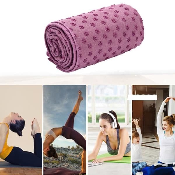 TD® 72" x 24" Tillbehörsfilt, Yoga-Pilates Matta Halkfri handduk med gratis påse lila