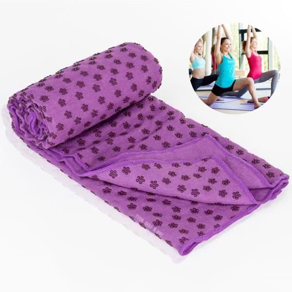 TD® 72" x 24" Tillbehörsfilt, Yoga-Pilates Matta Halkfri handduk med gratis påse lila