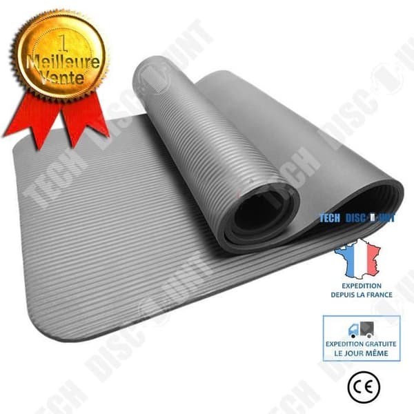Slitstark halkfri yogamatta 15 mm TEKNISK RABATT - Grå - Med skor - NBR - Fitness