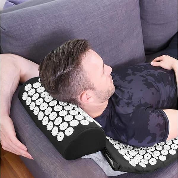TD®-matta med svart akupunkturmassagekudde Yogamatta Akupunkturmassagematta, kan lindra ryggsmärtor