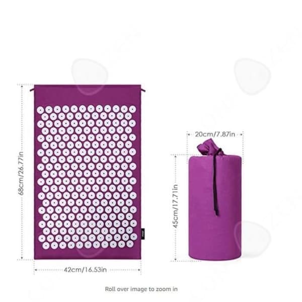 CONFO® akupressurmatta yoga massage anti kroppsvärk terapi fotövningar Lila 68 × 42 cm med förvaringsväska p