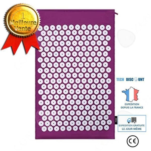 CONFO® akupressurmatta yoga massage anti kroppsvärk terapi fotövningar Lila 68 × 42 cm med förvaringsväska p