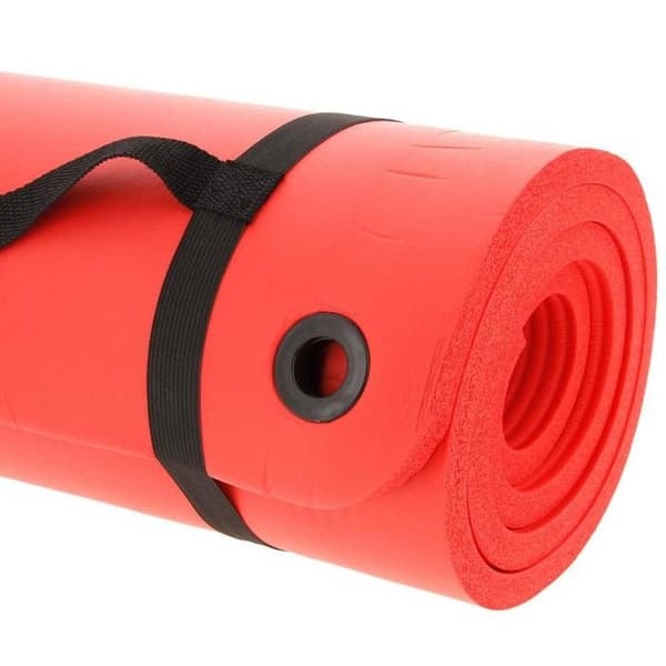 SVELTUS Evolution barfota fitnessmatta röd 180x60 cm - tjocklek 15 mm - med bärhandtag