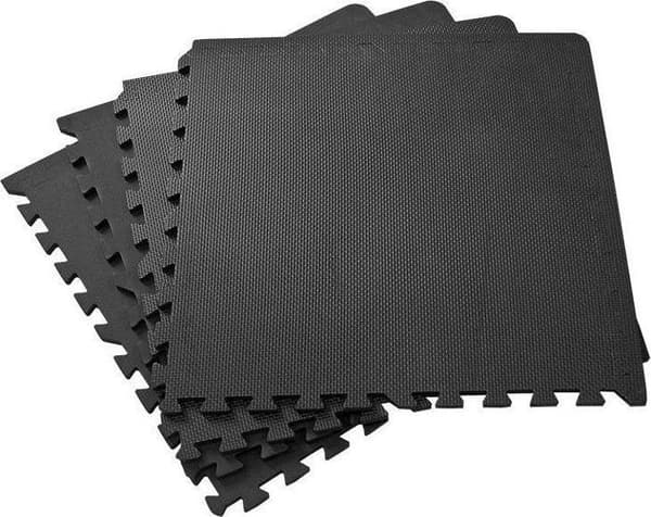 Golvmatta - gymmatta - yogamatta Allright - FIMPD4BL - Skyddsmatta FE06017 120 cm x 120 cm x 1,2 cm svart