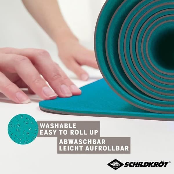 Yogamåtte - FITNESS - SCHILDKRÖT - 183 x 61 cm - 4 mm - Pose inkluderet - Blå / Grå