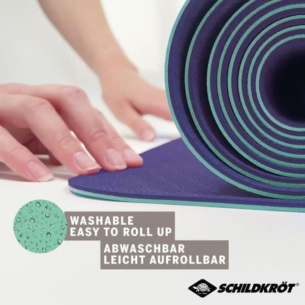 Joogamatto - FITNESS - SCHILDKRÖT - 180 x 61 cm - 4 mm - Laukku mukana - Vihreä / Sininen