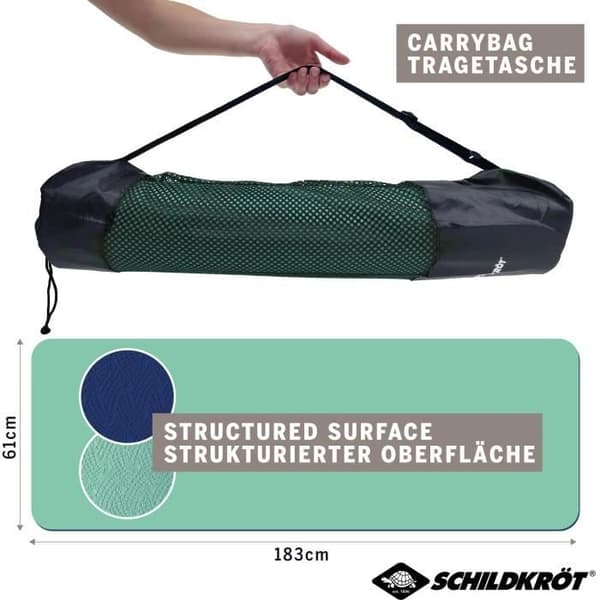 Joogamatto - FITNESS - SCHILDKRÖT - 180 x 61 cm - 4 mm - Laukku mukana - Vihreä / Sininen