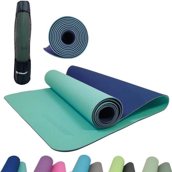 Joogamatto - FITNESS - SCHILDKRÖT - 180 x 61 cm - 4 mm - Laukku mukana - Vihreä / Sininen